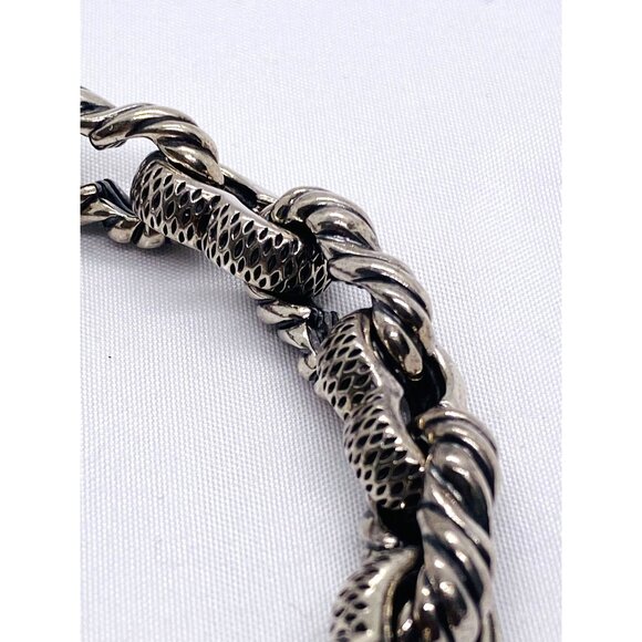 David Yurman Sterling Silver 925 18K 750 Texture Bracelet 9" - Picture 10 of 15